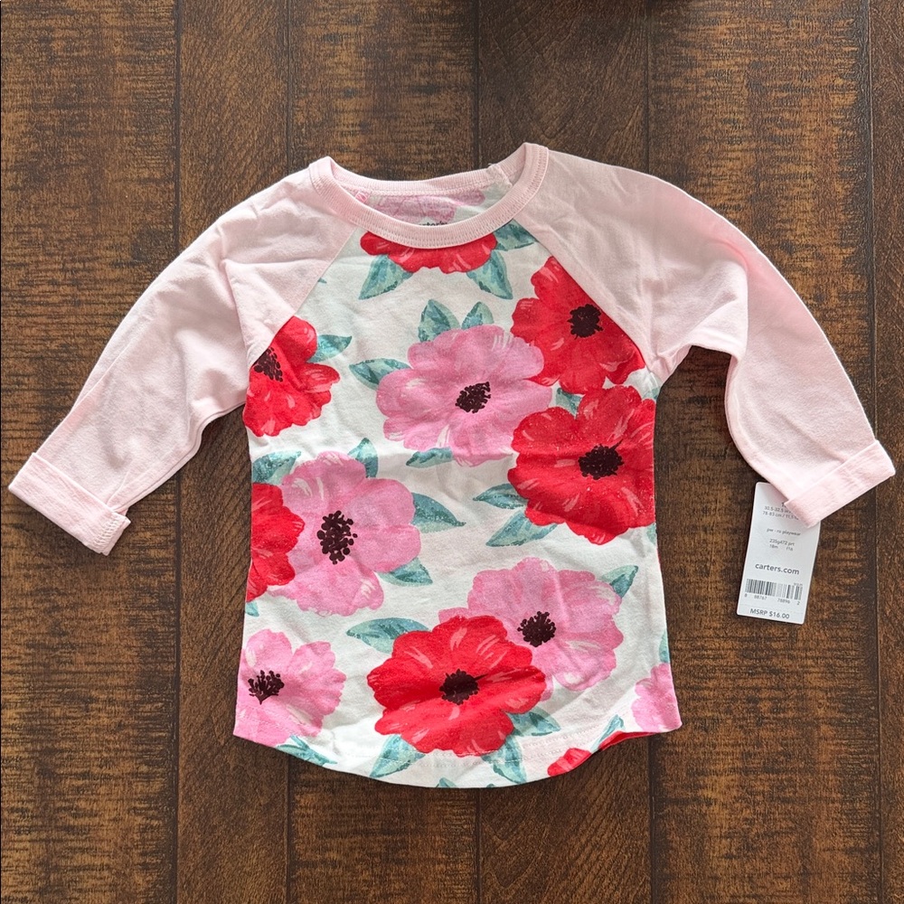 Carter's Pink Floral Long Sleeve Tee x2